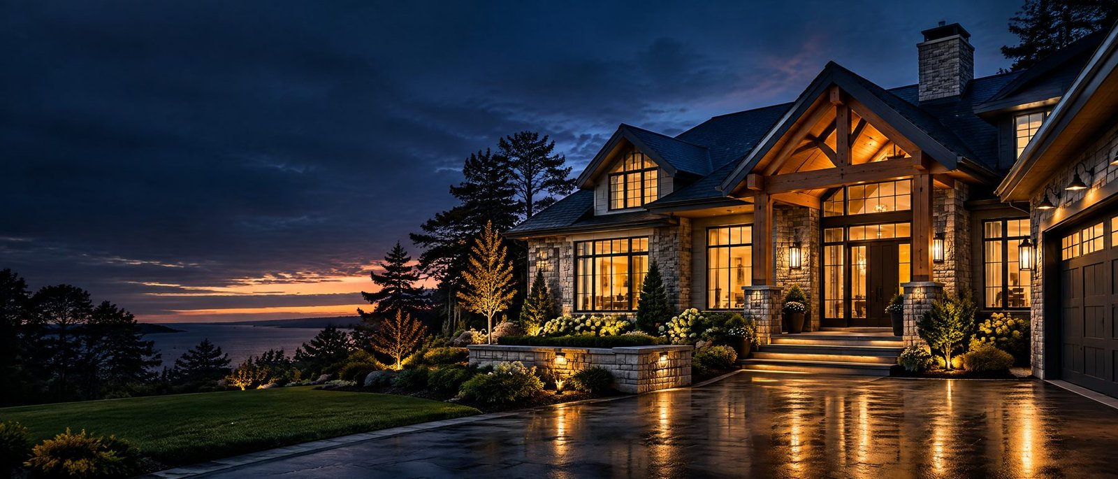 Natural stone facade on a custom home